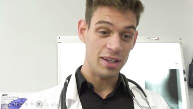 TS Nurse Rubs Weenies with Doc previous to Pumping on Hospital Ottoman - GenderX - 2 image