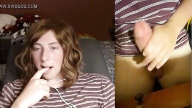 Lustful trap jerking large weenie - 10 image