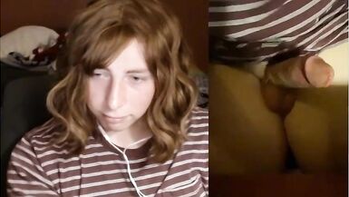 Lustful trap jerking large weenie - 5 image