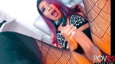 Ebony redhead transsexual jerks monsterdick - 1 image