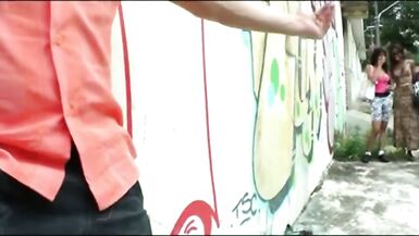 Astonishing Large Arse Ebony Lady-Man Banging a Excited White Lad - 1 image