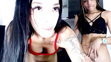 Lady-Boy Real Sisters getting bare at the kitchen - 5 image