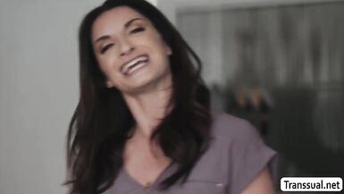 TS Ella makes her men wang hard by footjob - 2 image