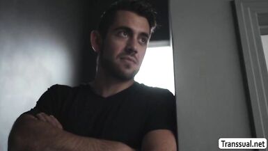 TS Ella makes her men wang hard by footjob - 4 image