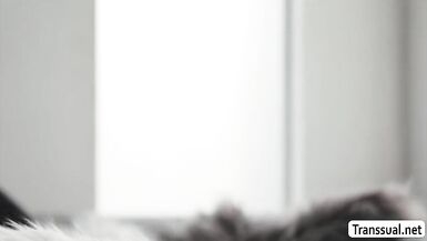 TS Ella makes her men wang hard by footjob - 7 image