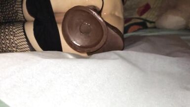 Nylons Sissy bonks with large sloppy marital-device - 11 image