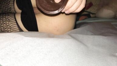 Nylons Sissy bonks with large sloppy marital-device - 12 image