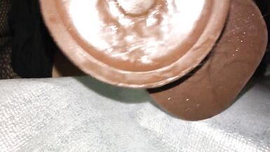 Nylons Sissy bonks with large sloppy marital-device - 8 image