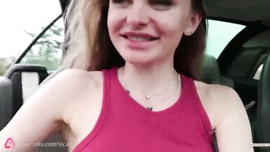 Shemale Fuck Angel in Car - 1 image