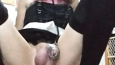 Sissy Locked in Chastity Rides Marital-Device like a Worthy Whore - 7 image