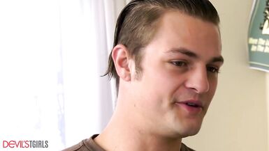 DevilsTGirls Hot Trans Hotty does it Doggy in Weenie's College Dorm - 1 image