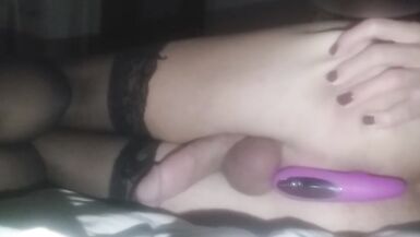 Large Cock Trans Cutie Cums twice from Anal - 2 image