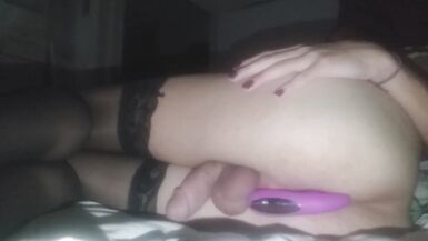 Large Cock Trans Cutie Cums twice from Anal - 4 image