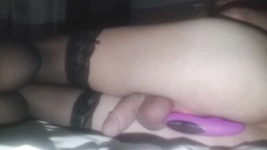 Large Cock Trans Cutie Cums twice from Anal - 5 image