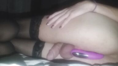 Large Cock Trans Cutie Cums twice from Anal - 9 image