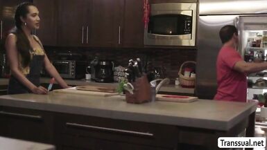 TS Jessica sucks Stepbros hard shlong