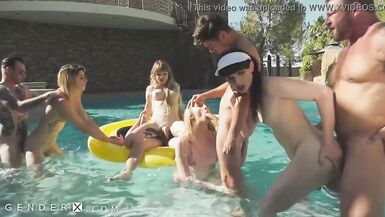 Knob Flopping Transgender Fuckfest In Pool - GenderX - 7 image