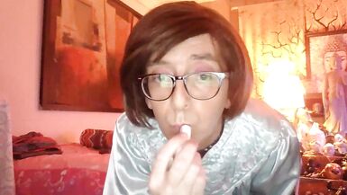 Sissy Have A Fun Weed and Playing with her Anus in a Satin Costume and Nighty - 3 image