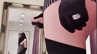 Sissy wench Hornyandrea clothed as wicked Secretary - 1 image