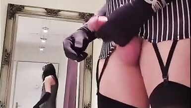 Sissy wench Hornyandrea clothed as wicked Secretary - 2 image