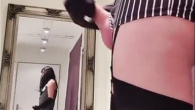 Sissy wench Hornyandrea clothed as wicked Secretary - 8 image