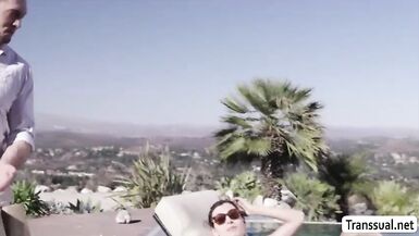 TS Natalie enjoys sucking dudes bigcock - 1 image