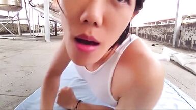 Pretty Japanese Teen Tranny Self Facial - 1 image