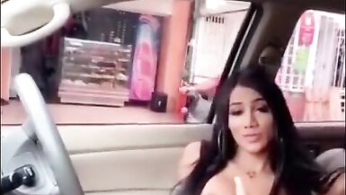 Yolanda is a very Horny Shemale Wanking it in the Car and Busted - 13 image