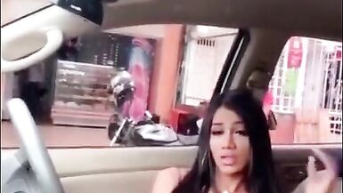 Yolanda is a very Horny Shemale Wanking it in the Car and Busted - 8 image