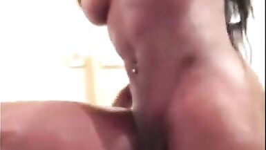 Sexy Black Tranny Jerk herself Off, Silky White Cream - 3 image