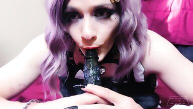 CD Kitten Milksop Playing with Black Dildo - 5 image