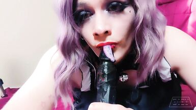 CD Kitten Milksop Playing with Black Dildo - 6 image