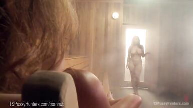 TS Jonelle Brooks and Bella Rossi Fuck in the Sauna