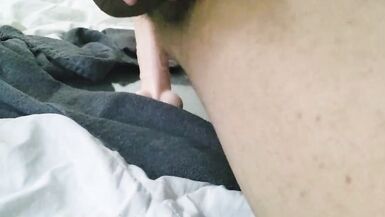 Transgender Slut Rides Dildo, Experiments with Camera Angles and Objects, and Strokes herself - 9 image