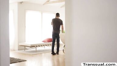 TS Khloe enjoys sucking dudes bigcock - 1 image