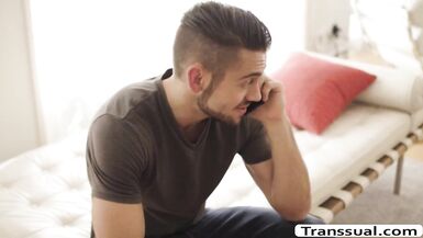 TS Khloe enjoys sucking dudes bigcock - 2 image