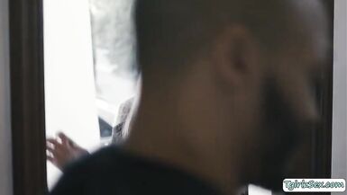 Busty shemale seduces her black neighbor - 1 image