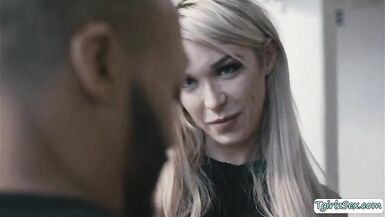 Busty shemale seduces her black neighbor