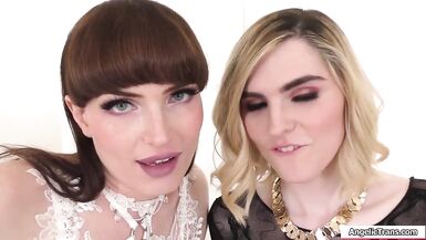 2 petite shemales barebacked by one dick - 2 image