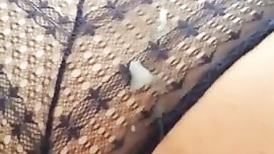 candice gets fucked doggy style, her lover cums on her but - 15 image