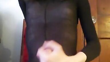 Big Dick Tgirl Rose Marie Cums all over herself - 1 image