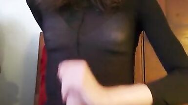 Big Dick Tgirl Rose Marie Cums all over herself - 10 image