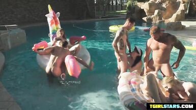 Pool Party Transsexual Bareback Style! - 14 image