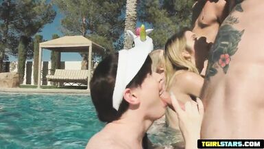 Pool Party Transsexual Bareback Style! - 2 image