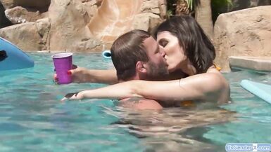 4 trannies barebacked in pool party orgy - 2 image