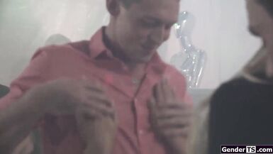 Four shemales blowjob n anal group orgy - 1 image