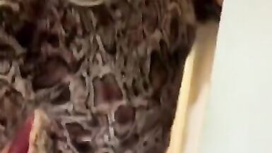 Horny Trans Sissy Slut goes outside in Panties, Open Blinds Rides Dildo 4 U - 1 image