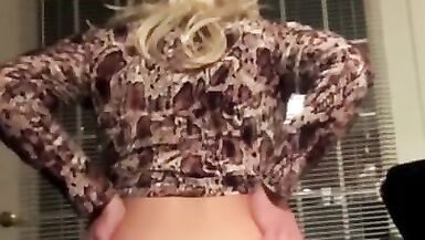 Horny Trans Sissy Slut goes outside in Panties, Open Blinds Rides Dildo 4 U - 5 image