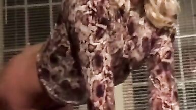 Horny Trans Sissy Slut goes outside in Panties, Open Blinds Rides Dildo 4 U - 7 image