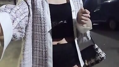 very cute chinese CD walking the streets at night - 1 image